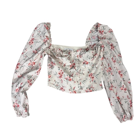 WEWOREWHAT Ruched Cup Top Bustier Floral Cotton Top Large - Picture 3 of 10